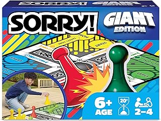 Giant Sorry Classic Family Board Game Indoor Outdoor Retro Party Activity Summer Toy with Oversized Gameboard, for Adults and Kids Ages 6 and up