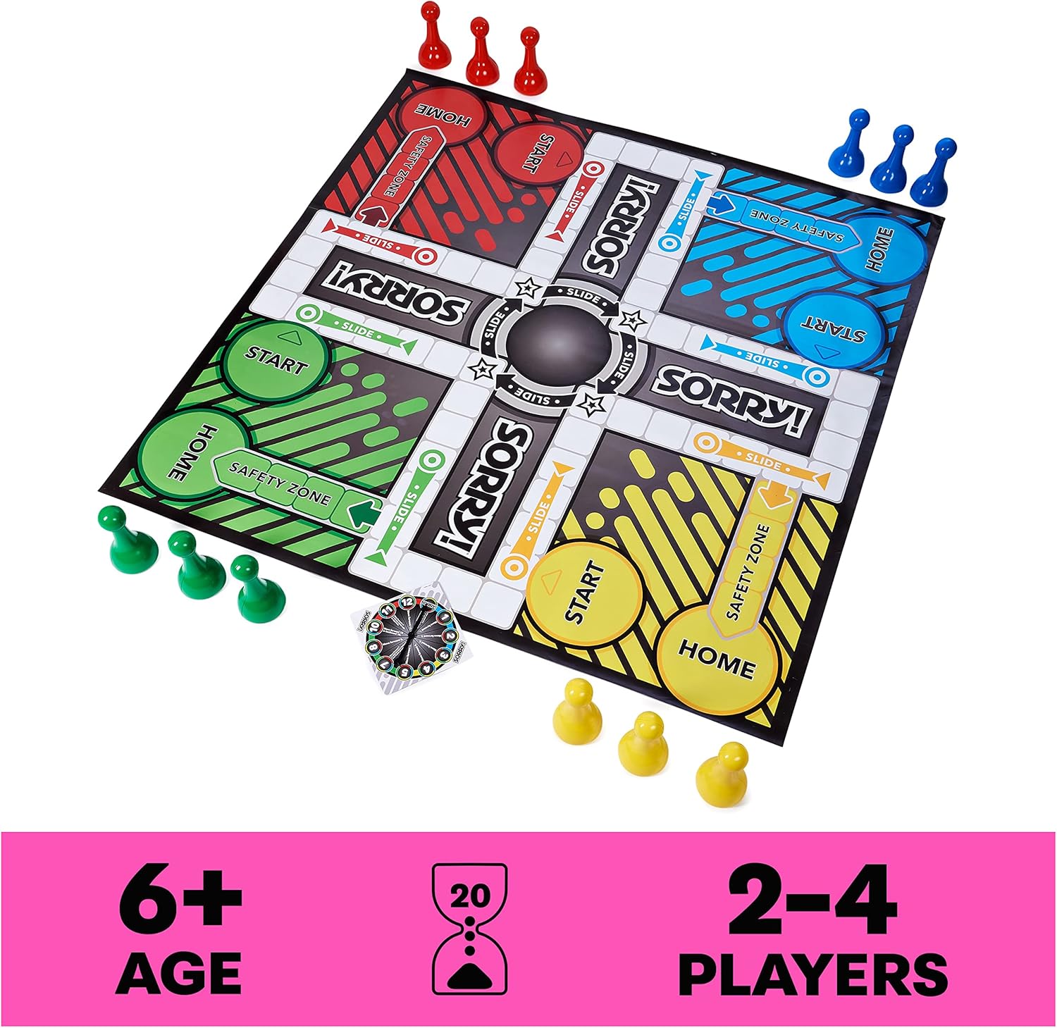 Giant Sorry Classic Family Board Game Indoor Outdoor Retro Party Activity Summer Toy with Oversized Gameboard, for Adults and Kids Ages 6 and up-1