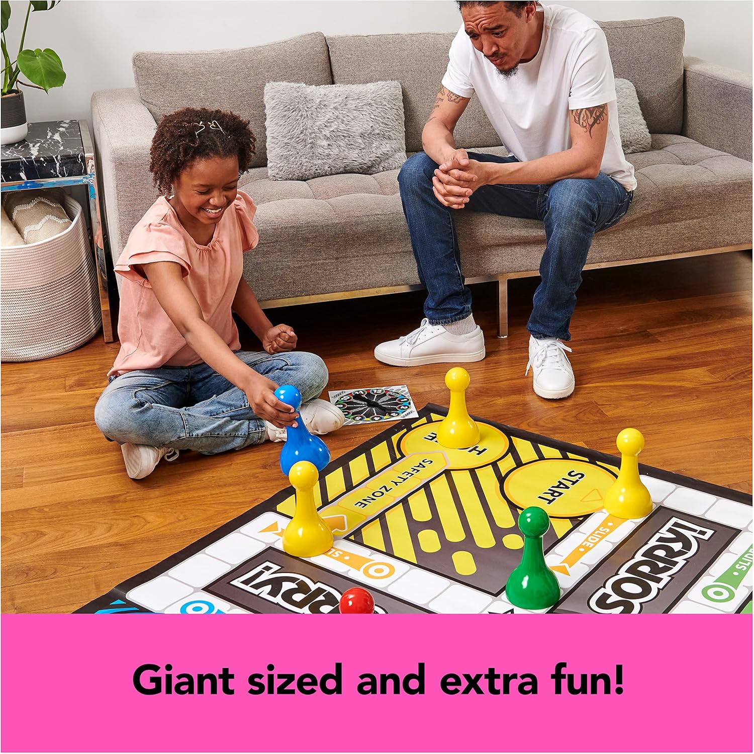 Giant Sorry Classic Family Board Game Indoor Outdoor Retro Party Activity Summer Toy with Oversized Gameboard, for Adults and Kids Ages 6 and up-2