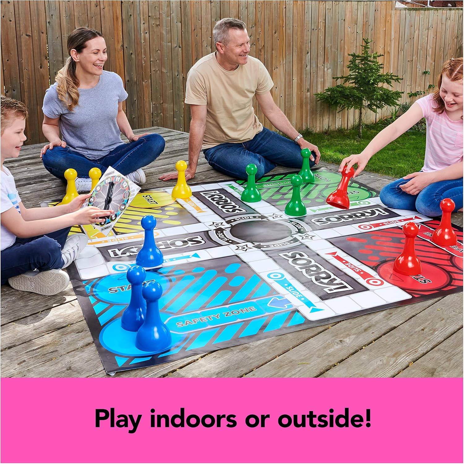 Giant Sorry Classic Family Board Game Indoor Outdoor Retro Party Activity Summer Toy with Oversized Gameboard, for Adults and Kids Ages 6 and up-4