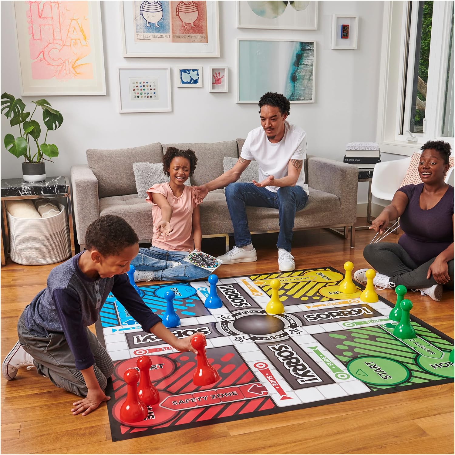 Giant Sorry Classic Family Board Game Indoor Outdoor Retro Party Activity Summer Toy with Oversized Gameboard, for Adults and Kids Ages 6 and up-5