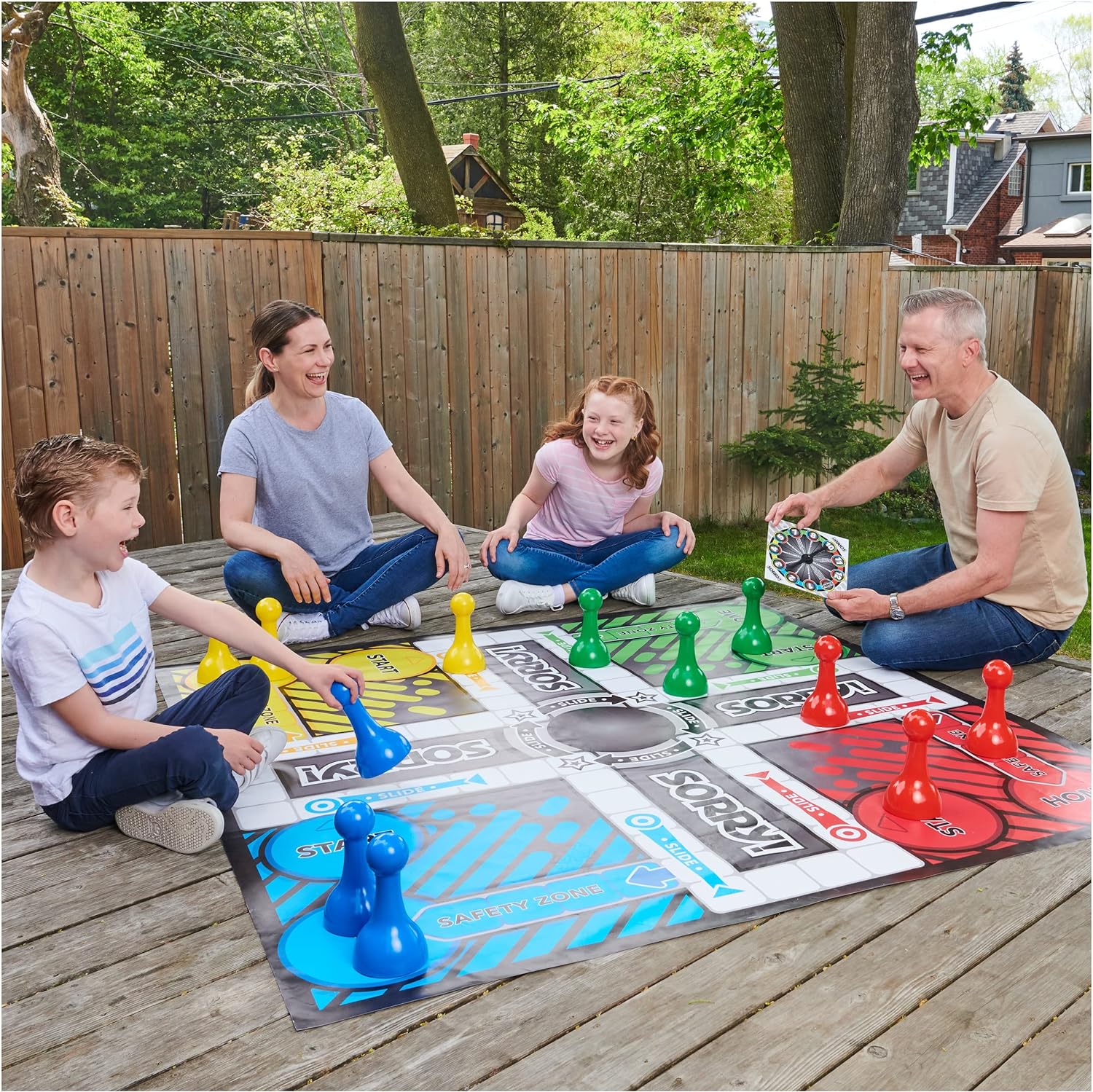 Giant Sorry Classic Family Board Game Indoor Outdoor Retro Party Activity Summer Toy with Oversized Gameboard, for Adults and Kids Ages 6 and up-6