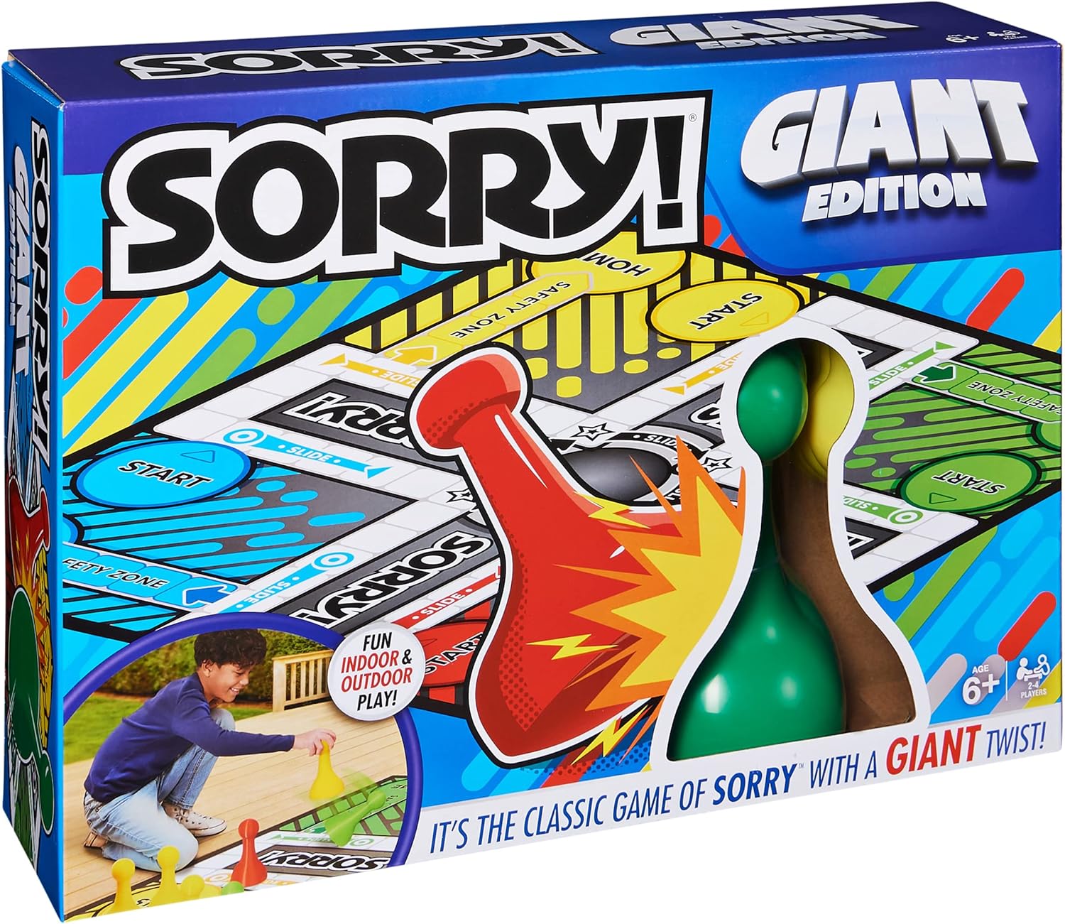 Giant Sorry Classic Family Board Game Indoor Outdoor Retro Party Activity Summer Toy with Oversized Gameboard, for Adults and Kids Ages 6 and up-7