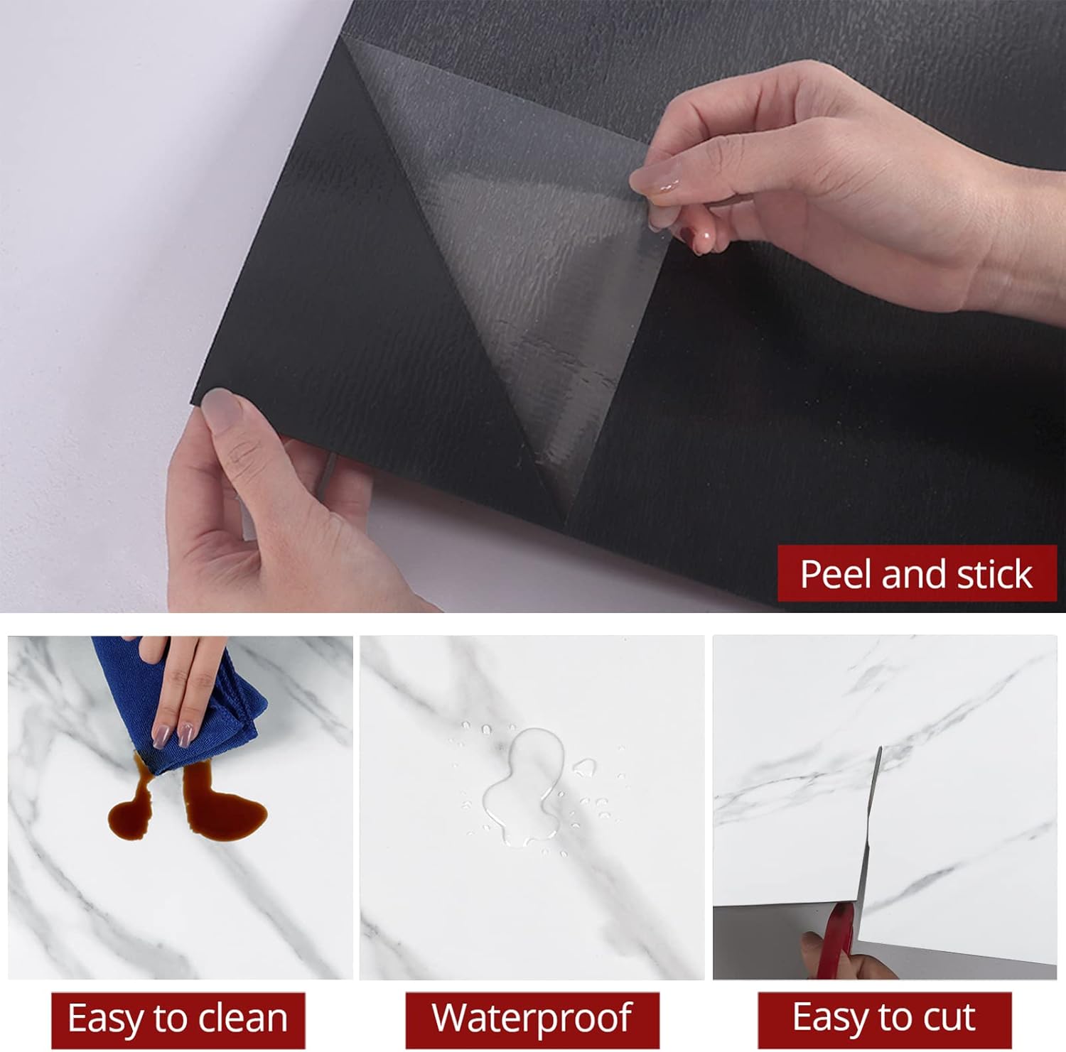 WESTICK 20 PCS Bedroom Vinyl Flooring Peel and Stick White Marble Peel and Stick Floor Tile Waterproof Bathroom Sticky Tiles for Floor Self Adhesive Living Room Linoleum Flooring Sheets 12" x 12"-5