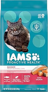 IAMS Proactive Health Indoor Weight & Hairball Care Adult Dry Cat Food with Salmon, 3.5 lb. Bag