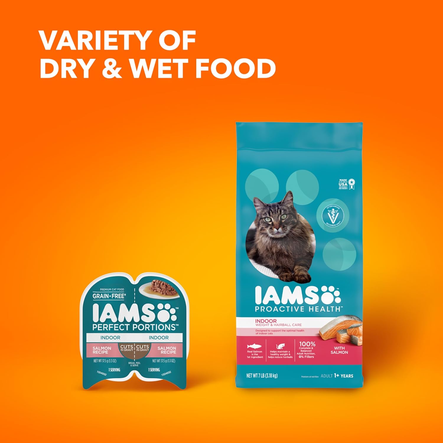 IAMS Proactive Health Indoor Weight & Hairball Care Adult Dry Cat Food with Salmon, 3.5 lb. Bag-9