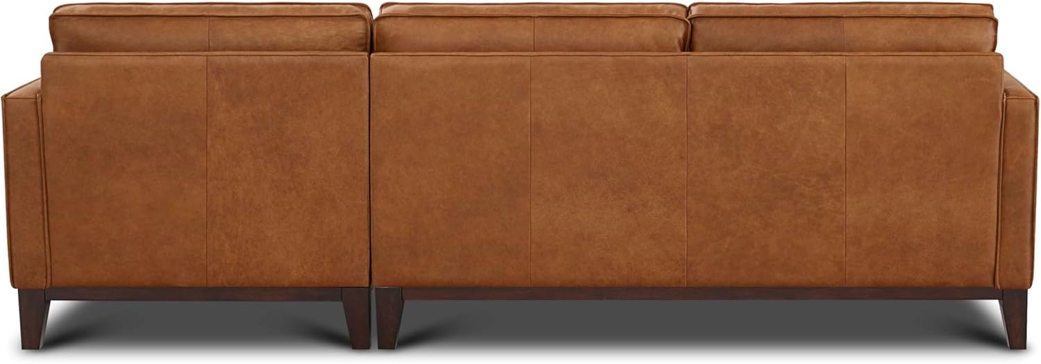 Pimlico 100 Percent Top Grain Leather L-Shaped Sectional with Chaise, Right Arm Facing, Brown-6