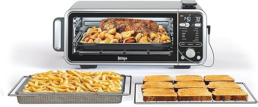 Ninja, Toaster Oven, Air Fryer, Thermometer, Toaster Oven Air Fryer Combo, Stainless Steel, Quick meals, Fries, Frozen Food, Air Fry, Dehydrate, Reheat, 13-in-1,Less Oil, Flip Away Oven, Foodi, SP351