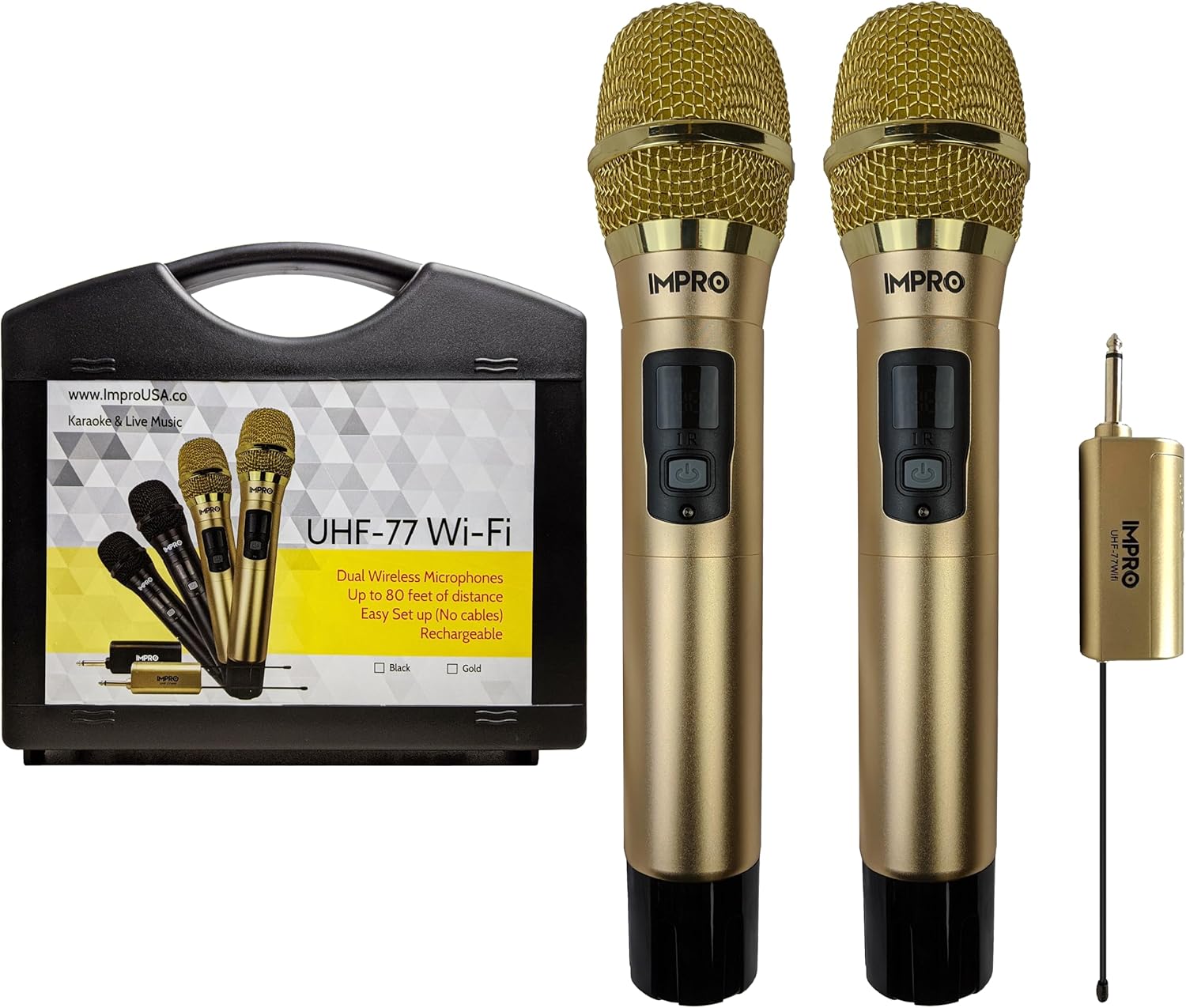 ImPro UHF-77Wifi Professional UHF Wireless Microphone System (Gold with Case)-0