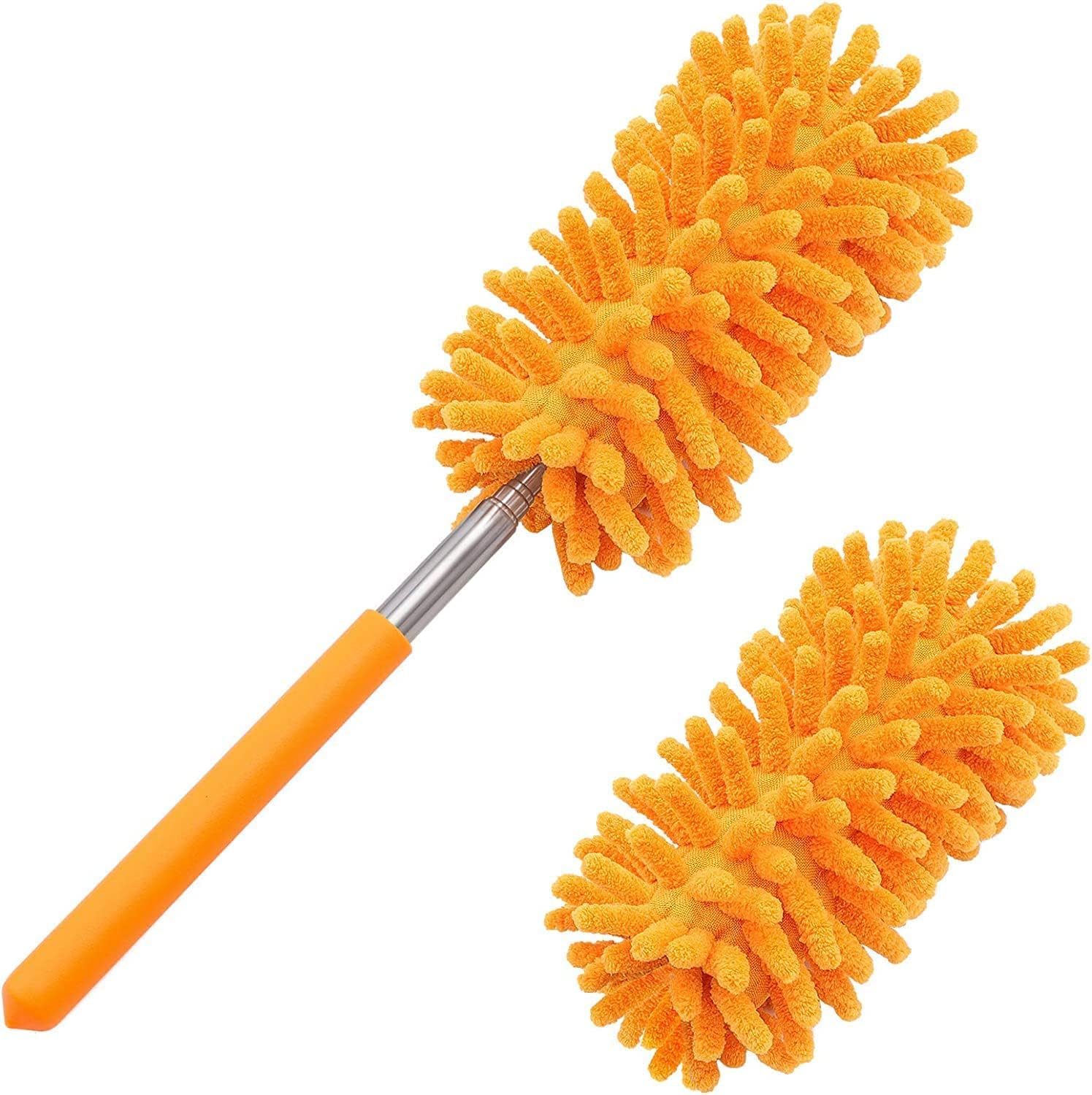 Microfiber Duster for Cleaning, Tukuos Hand Washable Dusters with 2pcs Replaceable Microfiber Head, Extendable Pole, Detachable Cleaning Supplies for Office, Car, Window, Furniture, Ceiling Fan-0