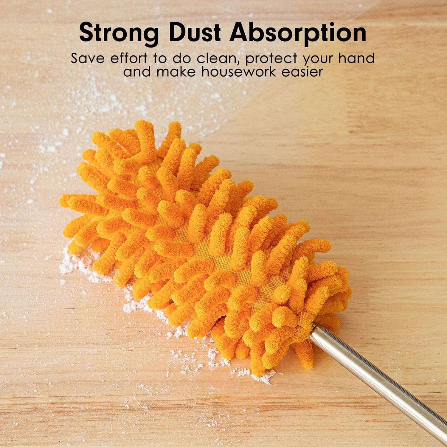 Microfiber Duster for Cleaning, Tukuos Hand Washable Dusters with 2pcs Replaceable Microfiber Head, Extendable Pole, Detachable Cleaning Supplies for Office, Car, Window, Furniture, Ceiling Fan-2