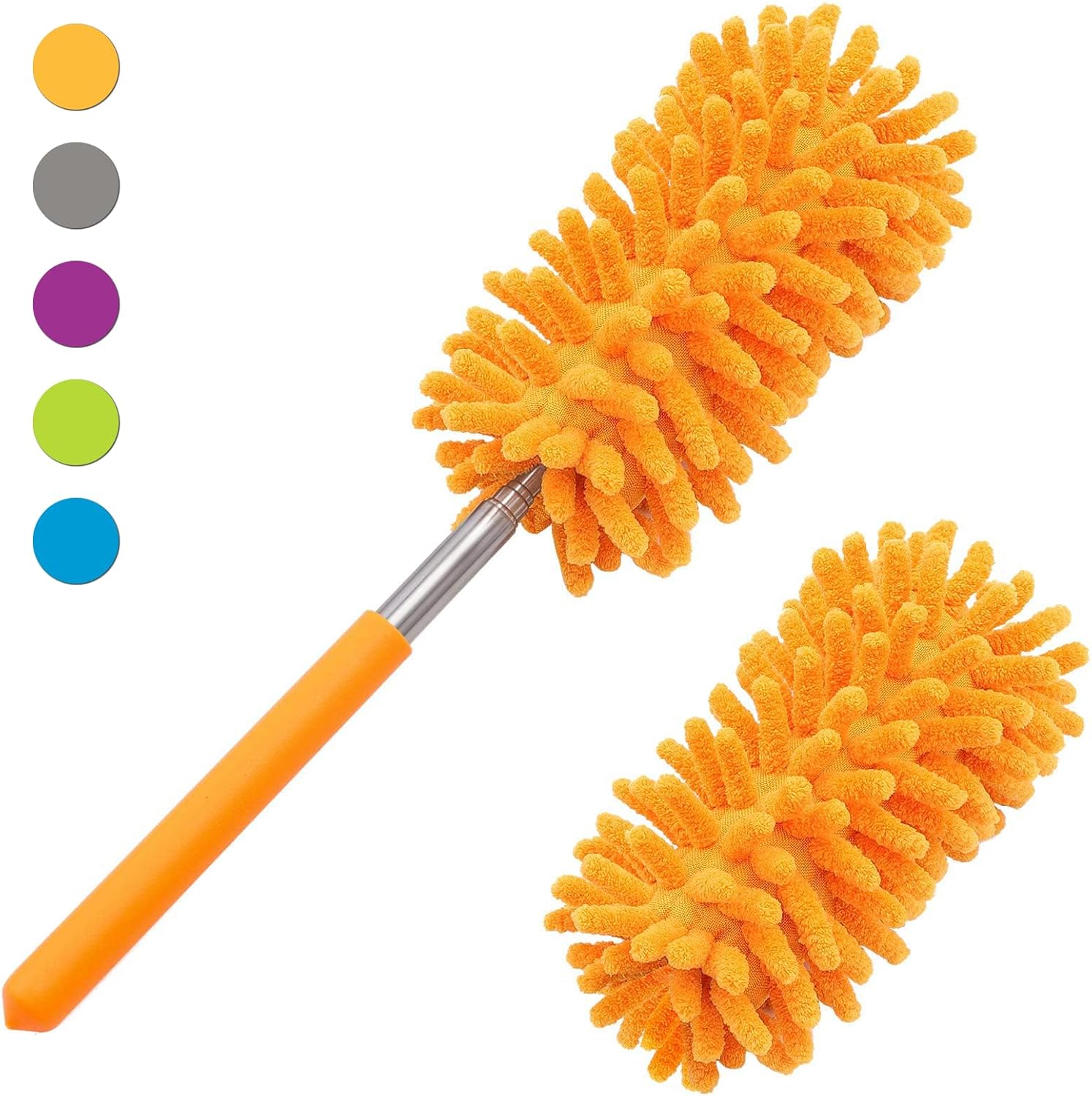 Microfiber Duster for Cleaning, Tukuos Hand Washable Dusters with 2pcs Replaceable Microfiber Head, Extendable Pole, Detachable Cleaning Supplies for Office, Car, Window, Furniture, Ceiling Fan-6