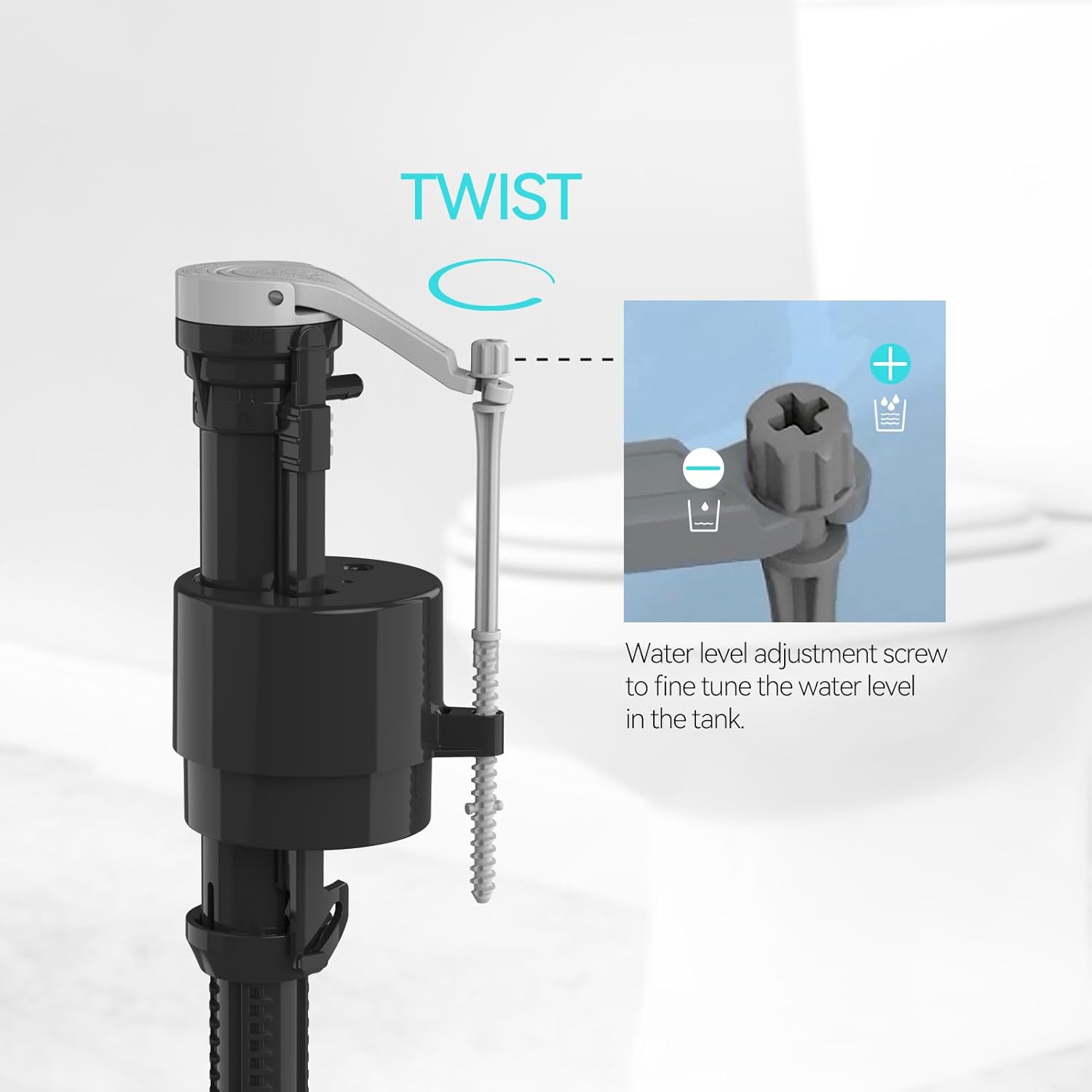 R&T Toilet Fill Valve, Anti Siphon Toilet Tank Replacement Kit, Universal Easy Install Toilet Parts Inside Tank-2