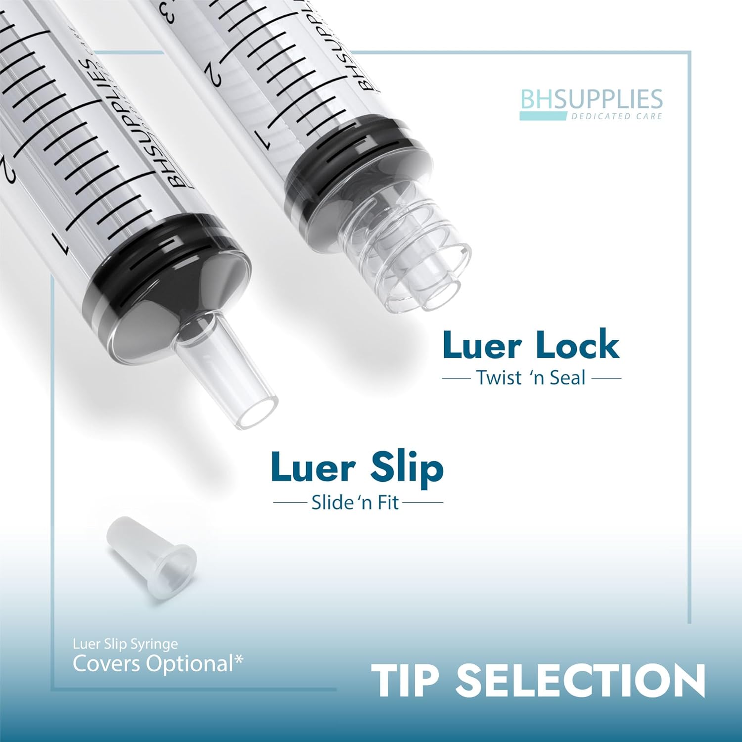 BH Supplies 3ml Luer Slip Tip Syringe - with Caps - (No Needle) - Sterile, Individually Wrapped - 100 Syringes-2