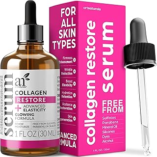 Artnaturals Collagen Booster Serum for Face - Anti-Aging Reduces Wrinkles and Boosts Collagen - Heals and Repairs Skin - Improves Tone and Texture - Hyaluronic Acid & Vitamin E - 1 oz.