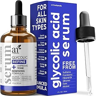 artnaturals Glycolic Serum - Face Serum - Vitamin C and Aloe Vera - Exfoliates and Minimizes Pores, Reduce Acne, Breakouts, and Appearance of Aging and Scars -1 oz.