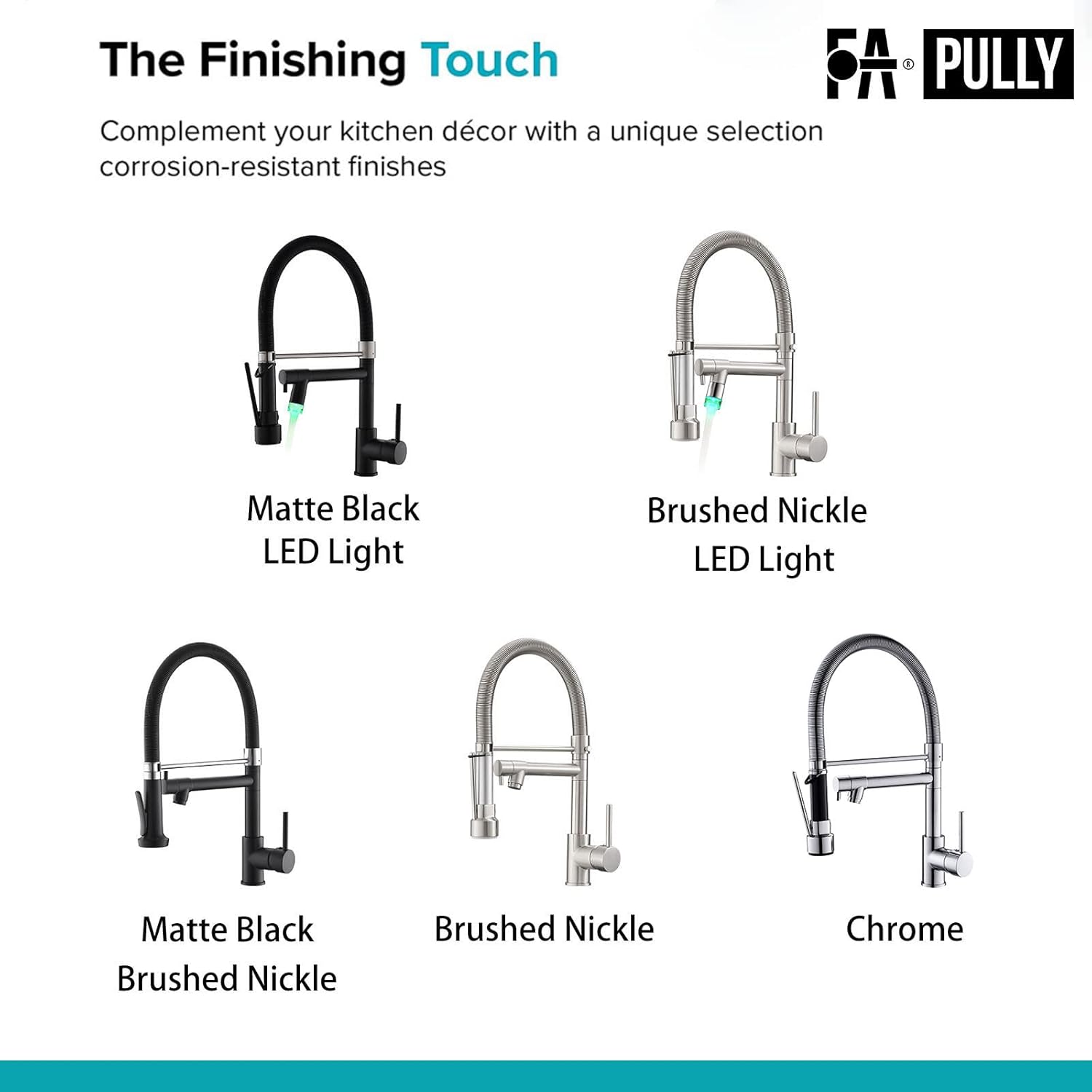 Pull Down Kitchen Faucet with Sprayer,Fapully Commercial Black Spring Kitchen Sink Faucet with Brushed Nickel-7