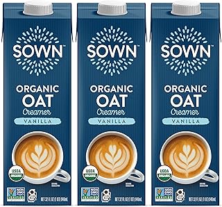 SOWN Organic Oat Creamer Vanilla - Barista Oat Milk Non Dairy Coffee Creamer - Plant Based, Dairy-Free, Vegan, Gluten-Free, Non-GMO, Shelf Stable - 32oz (Pack of 3)