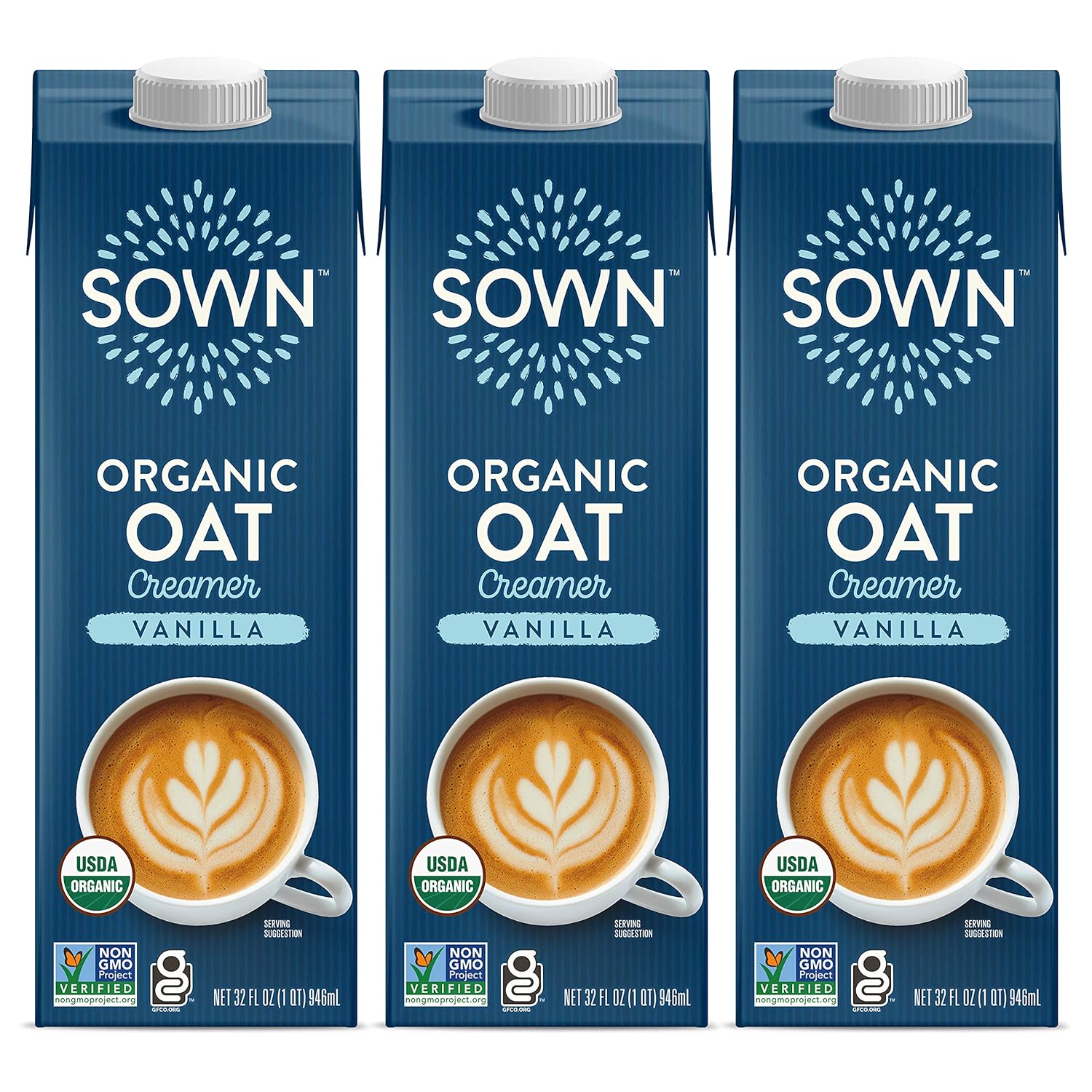 SOWN Organic Oat Creamer Vanilla - Barista Oat Milk Non Dairy Coffee Creamer - Plant Based, Dairy-Free, Vegan, Gluten-Free, Non-GMO, Shelf Stable - 32oz (Pack of 3)-0