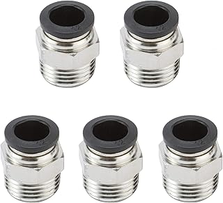 5 Packs Push to Connect Tube Fittings, 12mm Tube OD x 1/2" NPT Thread Quick Connect Fittings, Male Straight