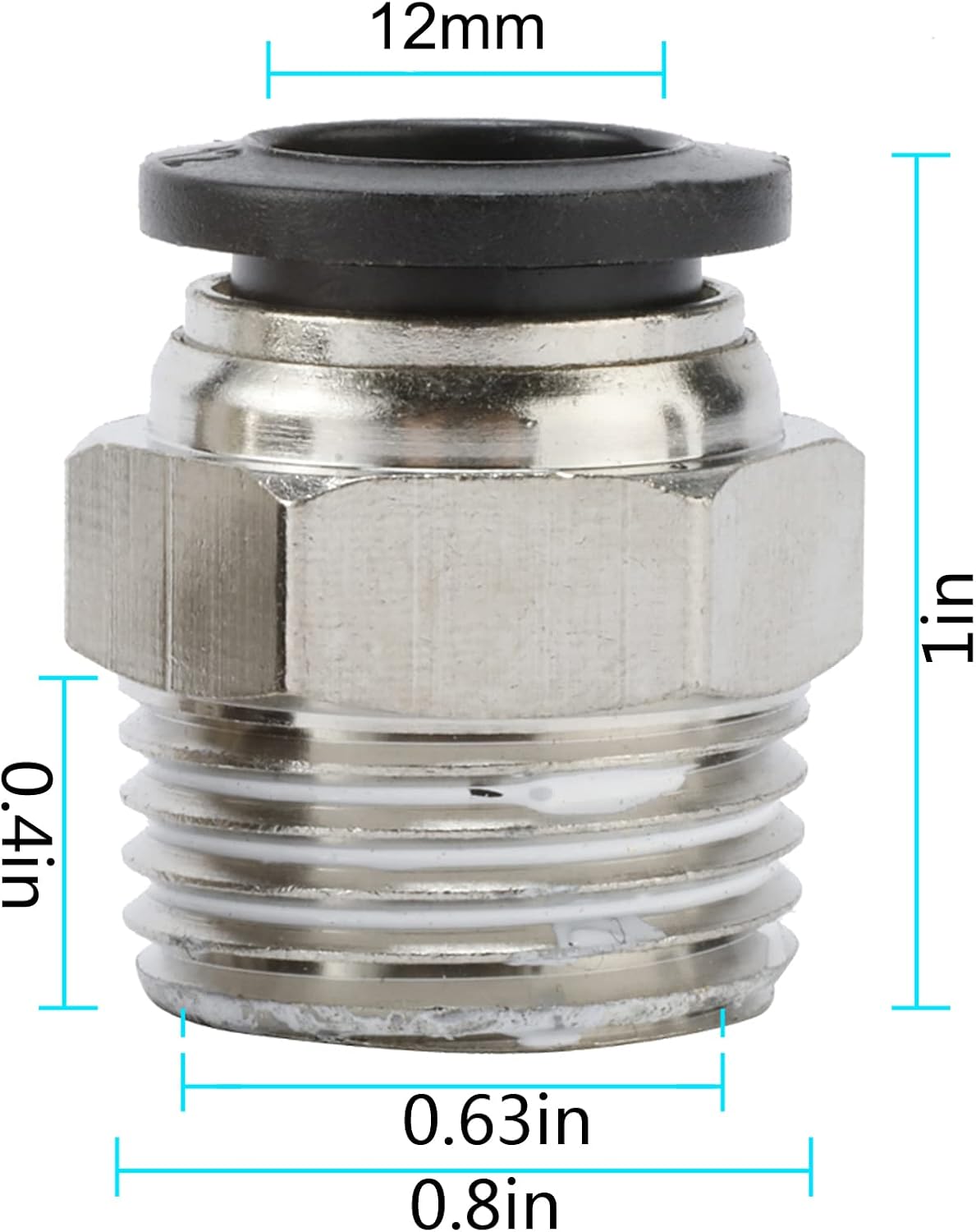 5 Packs Push to Connect Tube Fittings, 12mm Tube OD x 1/2" NPT Thread Quick Connect Fittings, Male Straight-3