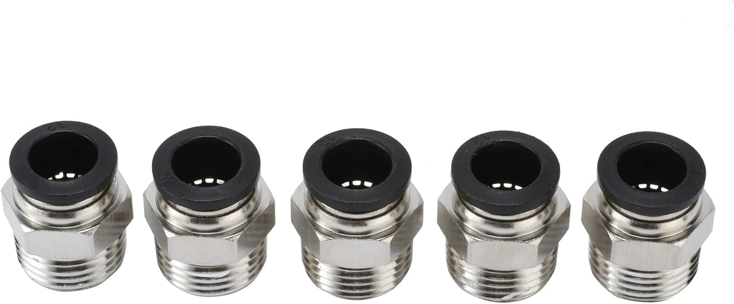 5 Packs Push to Connect Tube Fittings, 12mm Tube OD x 1/2" NPT Thread Quick Connect Fittings, Male Straight-4