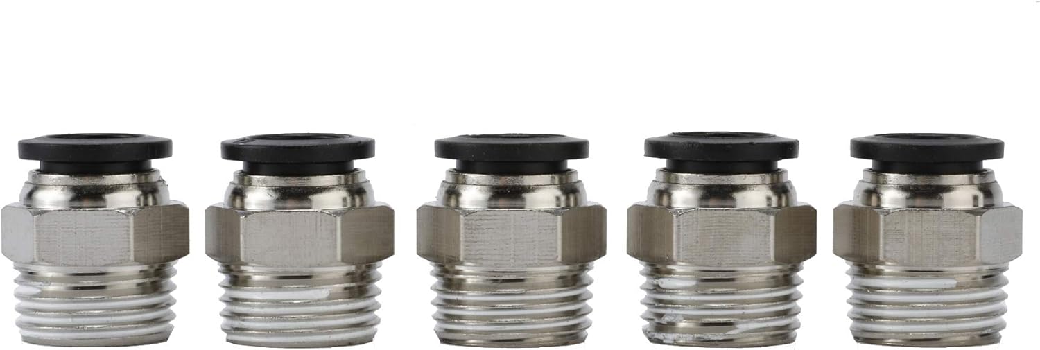 5 Packs Push to Connect Tube Fittings, 12mm Tube OD x 1/2" NPT Thread Quick Connect Fittings, Male Straight-5