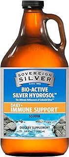 Sovereign Silver Bio-Active Silver Hydrosol for Immune Support - Colloidal Silver Liquid - 10 ppm, 64oz (1,892mL)