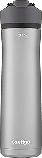 Cortland Chill 2.0 Vacuum-Insulated Stainless Steel Water Bottle, Spill-Proof Sip Technology, Interchangeable Lid, 24oz, Steel/Liorice, Perfect for Fitness, Travel, Everyday Use