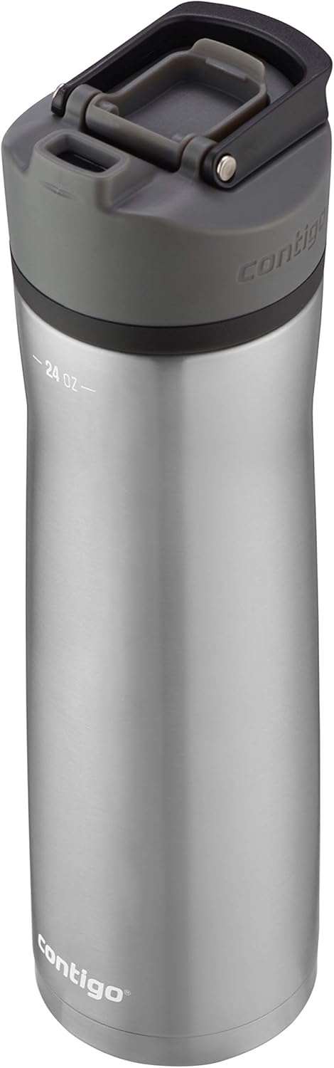 Cortland Chill 2.0 Vacuum-Insulated Stainless Steel Water Bottle, Spill-Proof Sip Technology, Interchangeable Lid, 24oz, Steel/Liorice, Perfect for Fitness, Travel, Everyday Use-1