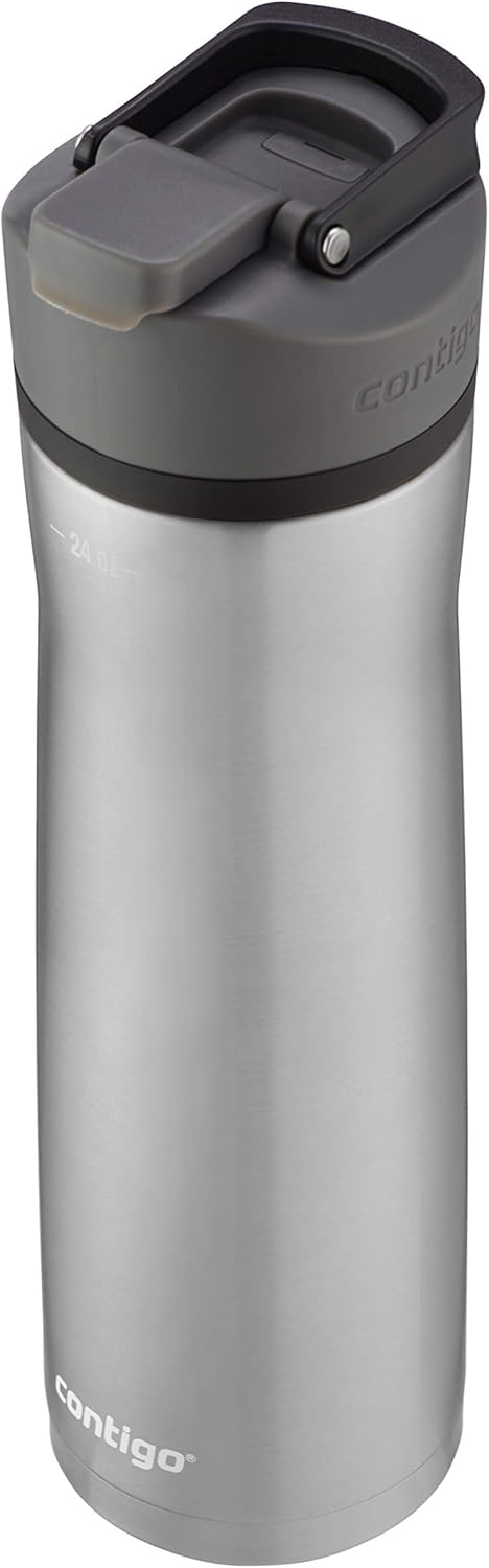 Cortland Chill 2.0 Vacuum-Insulated Stainless Steel Water Bottle, Spill-Proof Sip Technology, Interchangeable Lid, 24oz, Steel/Liorice, Perfect for Fitness, Travel, Everyday Use-2