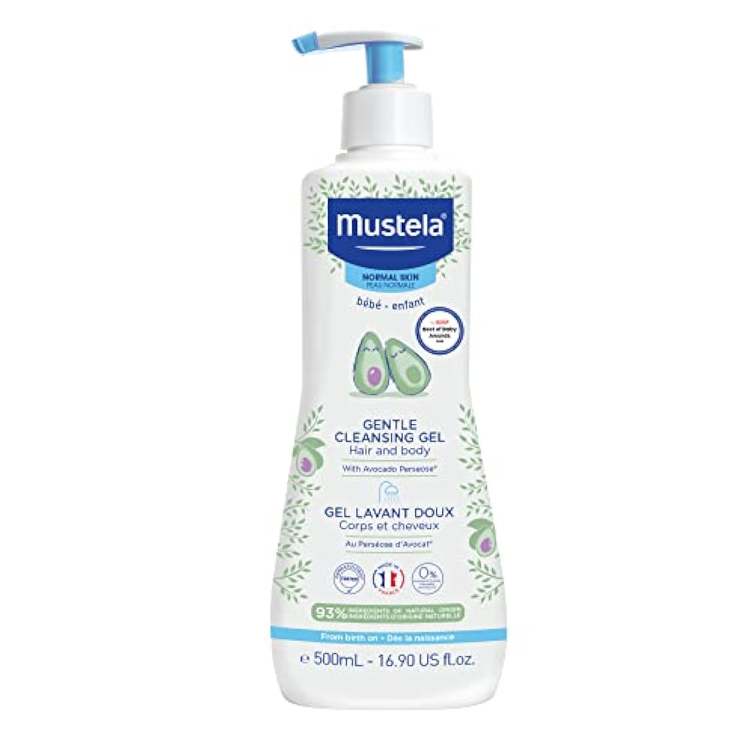 Mustela Baby Gentle Cleansing Gel - Baby Hair & Body Wash - with Natural Avocado fortified with Vitamin B5 - Biodegradable Formula & Tear-Free - 1 or 2-Pack - Various Sizes-0