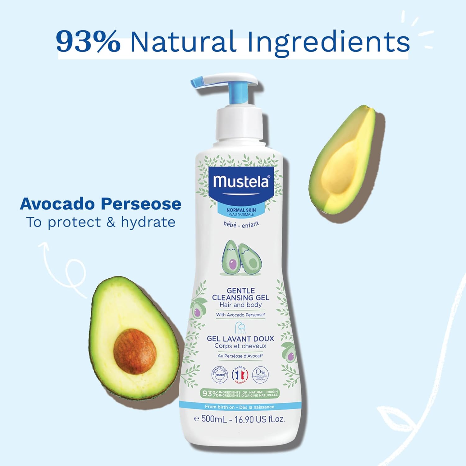 Mustela Baby Gentle Cleansing Gel - Baby Hair & Body Wash - with Natural Avocado fortified with Vitamin B5 - Biodegradable Formula & Tear-Free - 1 or 2-Pack - Various Sizes-5