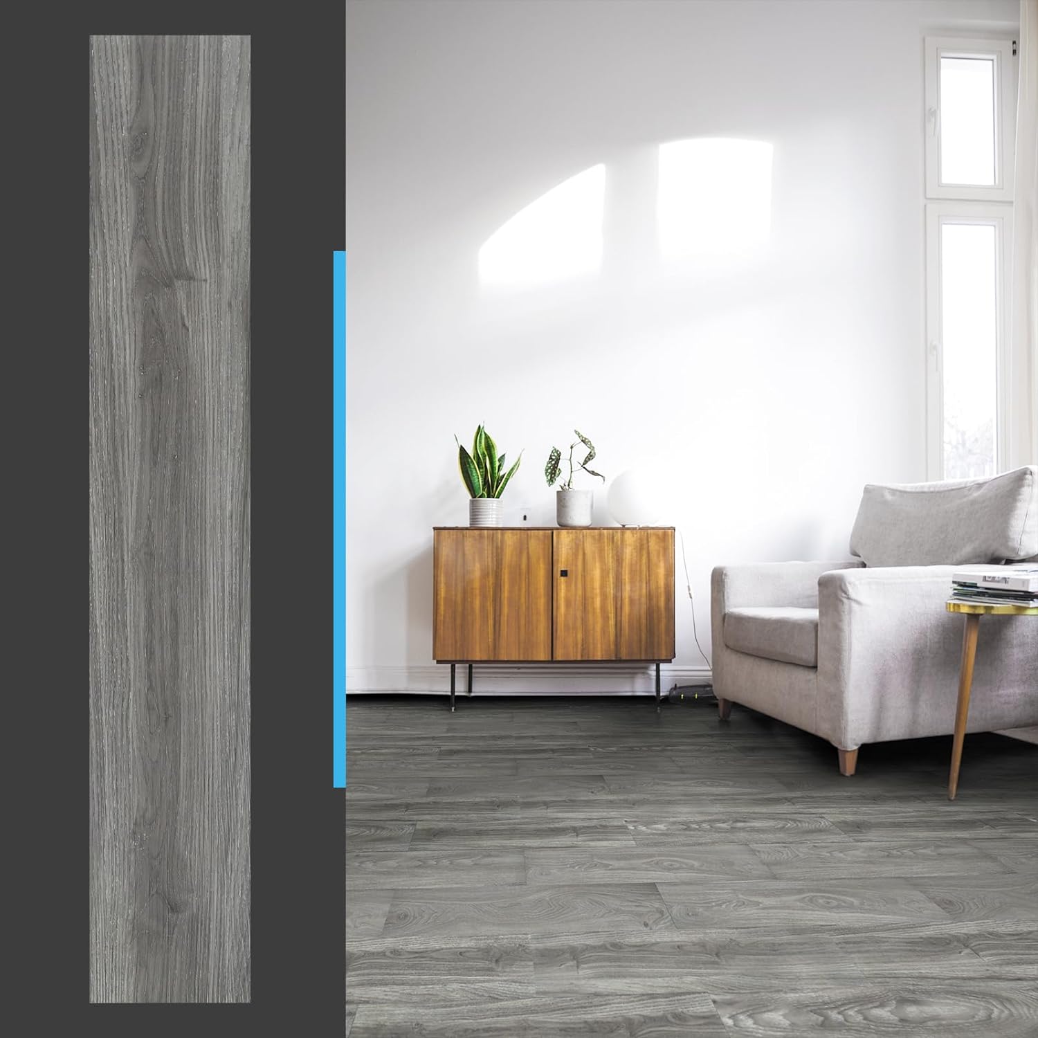 Art3d Peel and Stick Floor Tile Vinyl Wood Plank 36-Pack 54 Sq.Ft, Light Grey, Rigid Surface Hard Core Easy DIY Self-Adhesive Flooring-1