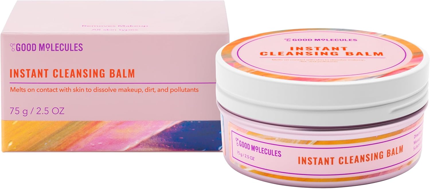 Good Molecules Instant Cleansing Balm - Facial Cleanser and Makeup Remover with Shea Butter, Sea Buckthorn, and Camellia Oils - Skincare for Face and Eyes-0