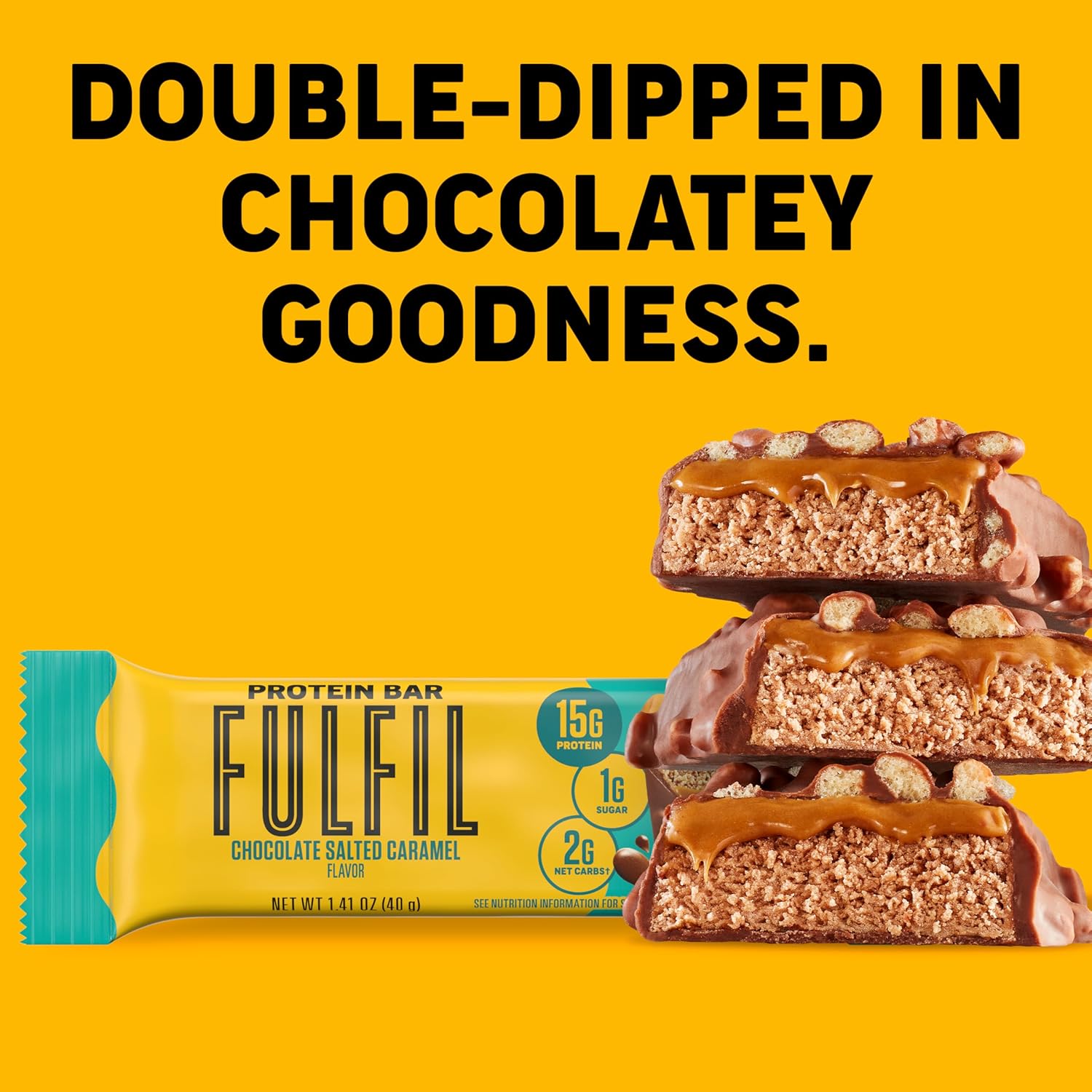 FULFIL Protein Snack Bars, NEW Recipe Chocolate Salted Caramel, 15g Protein, Pantry Staples, 12 Count, Packaging May Vary-6