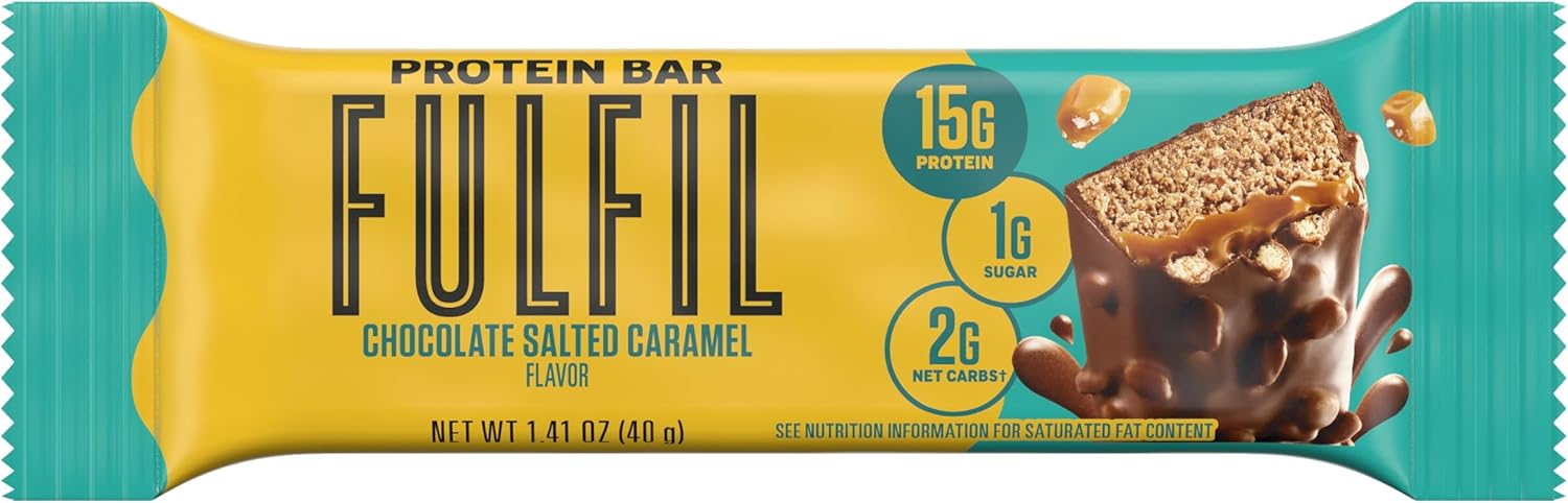 FULFIL Protein Snack Bars, NEW Recipe Chocolate Salted Caramel, 15g Protein, Pantry Staples, 12 Count, Packaging May Vary-8