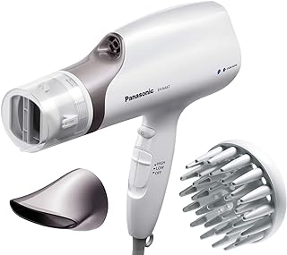 Panasonic Nanoe Salon Hair Dryer with Oscillating QuickDry Nozzle, Diffuser and Concentrator Attachments, 3 Speed Heat Settings for Easy Styling and Healthy Hair - EH-NA67-W (White)