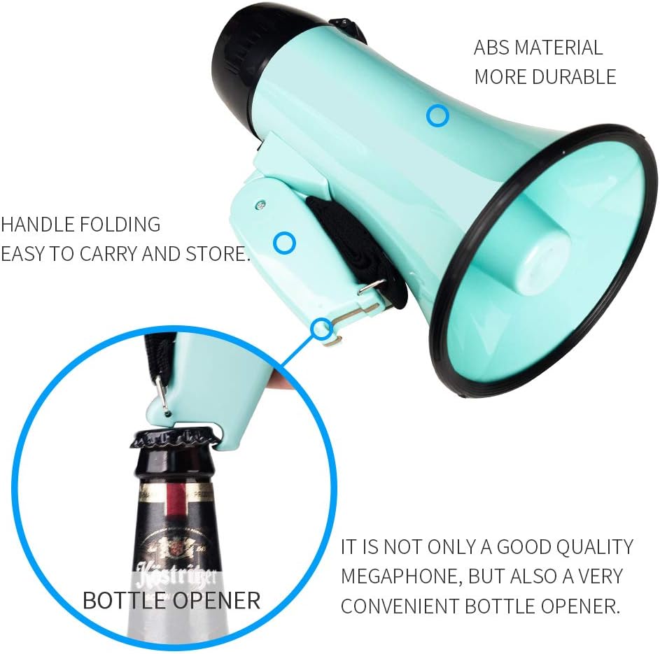 MyMealivos Portable Megaphone Bullhorn 20 Watt Power Megaphone Speaker Voice and Siren/Alarm Modes with Volume Control and Strap (Teal)…-3