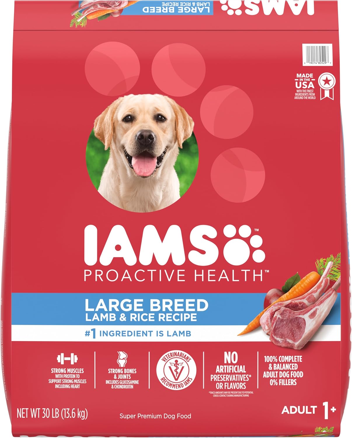 IAMS Proactive Health Large Breed Adult Dry Dog Food Lamb & Rice Recipe, 30 lb. Bag-0