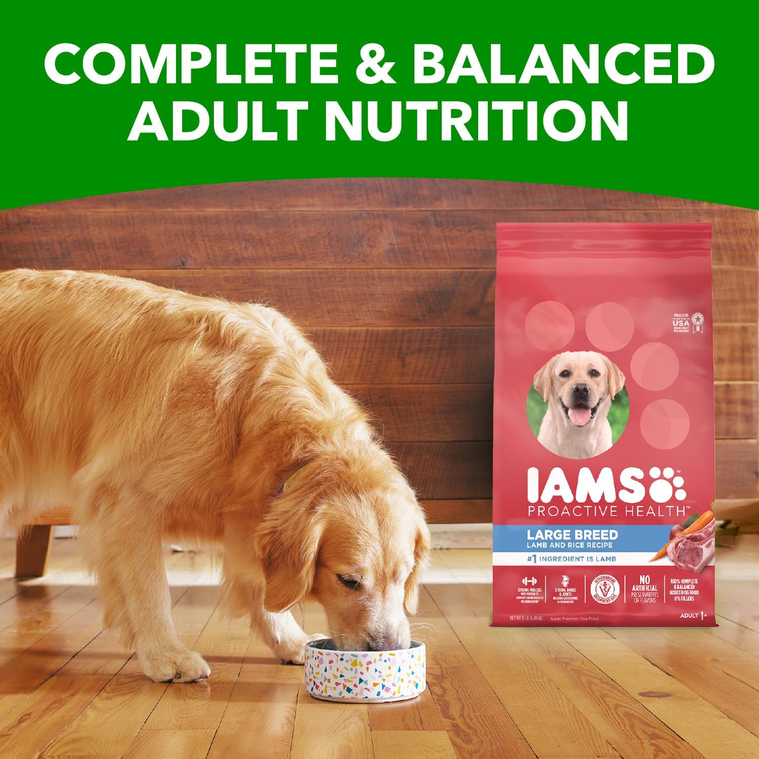 IAMS Proactive Health Large Breed Adult Dry Dog Food Lamb & Rice Recipe, 30 lb. Bag-10