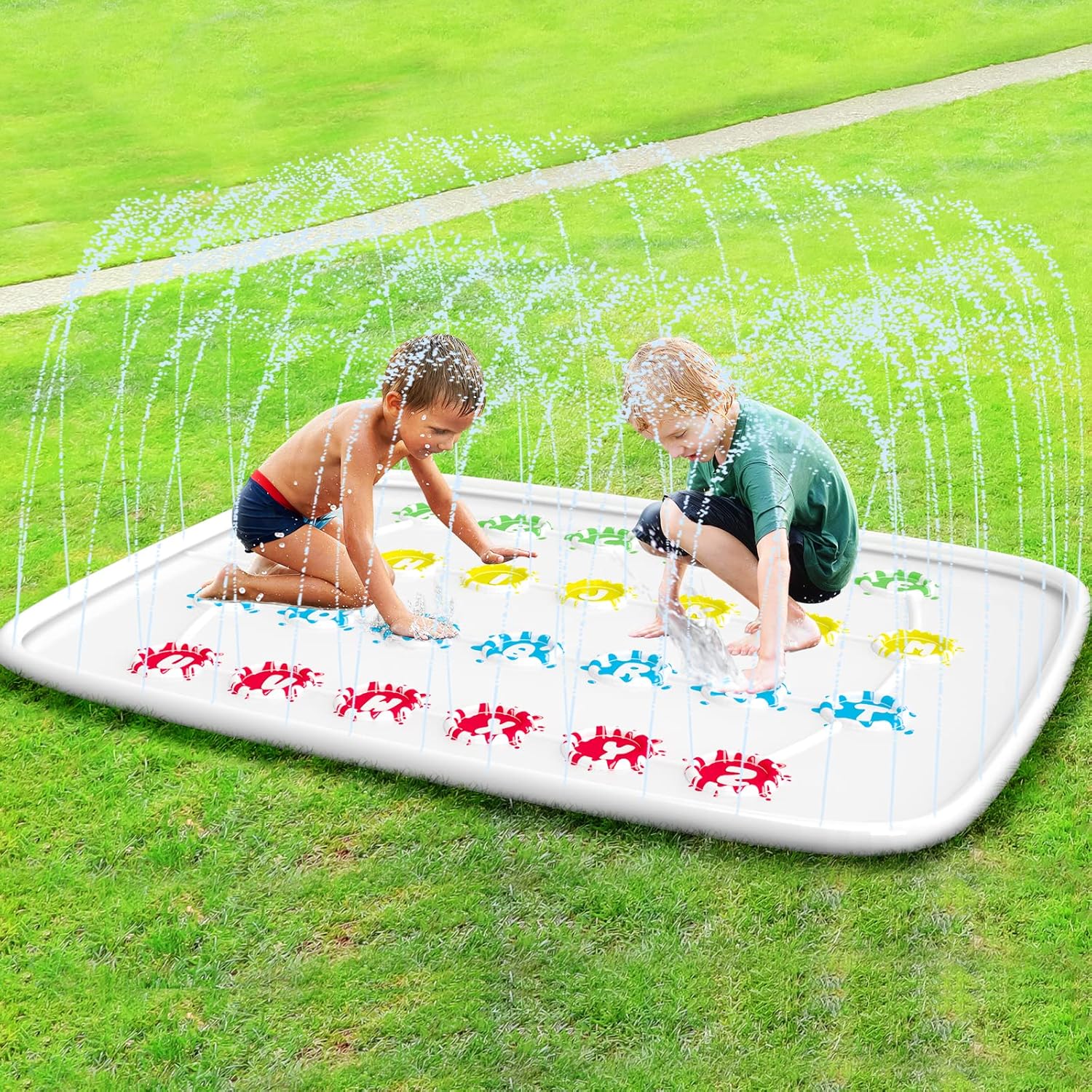 Ayeboovi Twist Splash Game – Water Toys Summer Outdoor Games 71'' Backyard Fountain Play Mat Sprinkler for Kids and Family-0