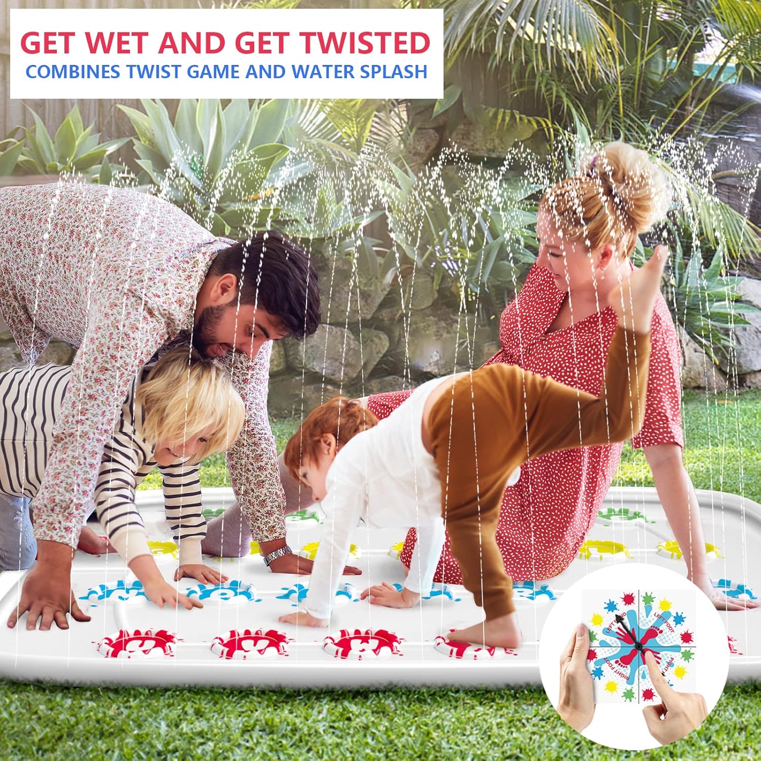 Ayeboovi Twist Splash Game – Water Toys Summer Outdoor Games 71'' Backyard Fountain Play Mat Sprinkler for Kids and Family-1