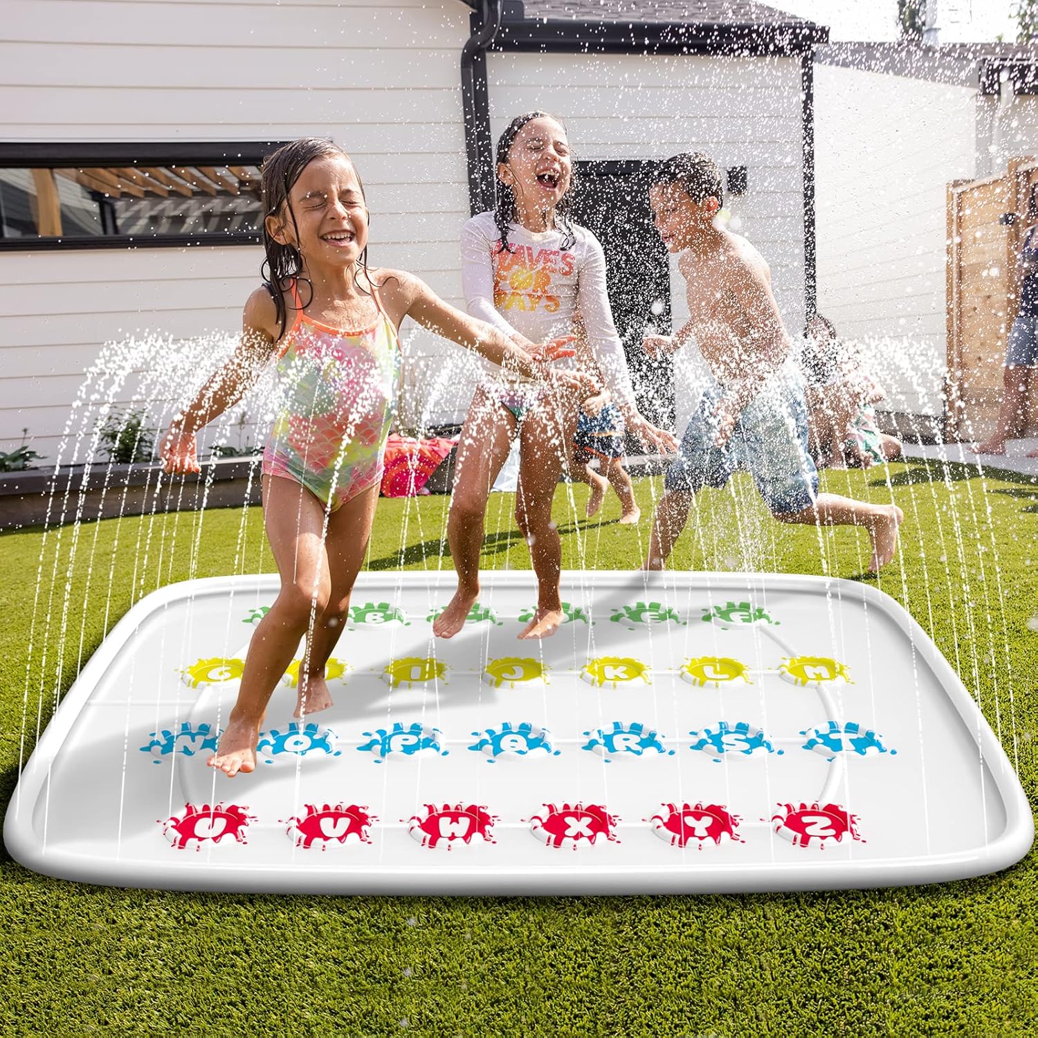 Ayeboovi Twist Splash Game – Water Toys Summer Outdoor Games 71'' Backyard Fountain Play Mat Sprinkler for Kids and Family-2