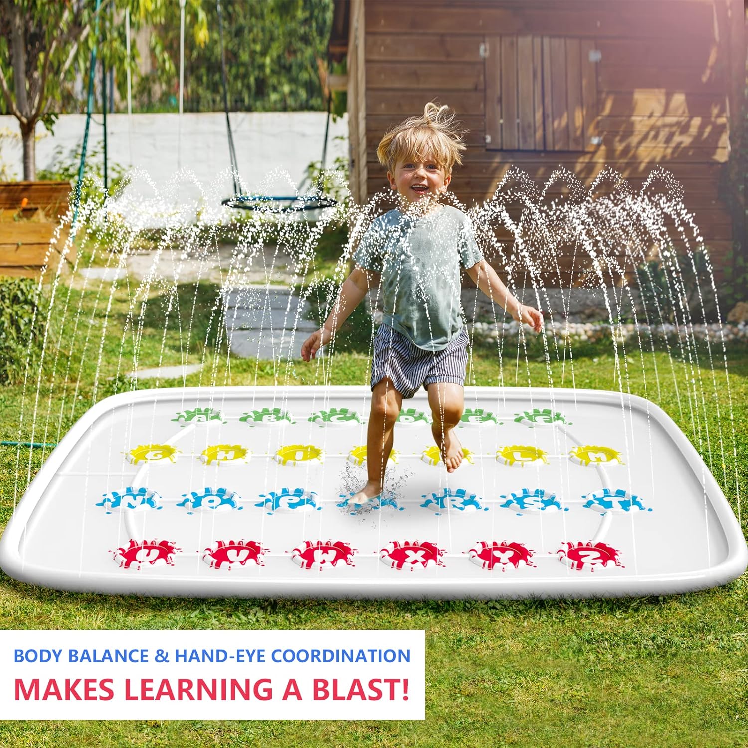 Ayeboovi Twist Splash Game – Water Toys Summer Outdoor Games 71'' Backyard Fountain Play Mat Sprinkler for Kids and Family-5