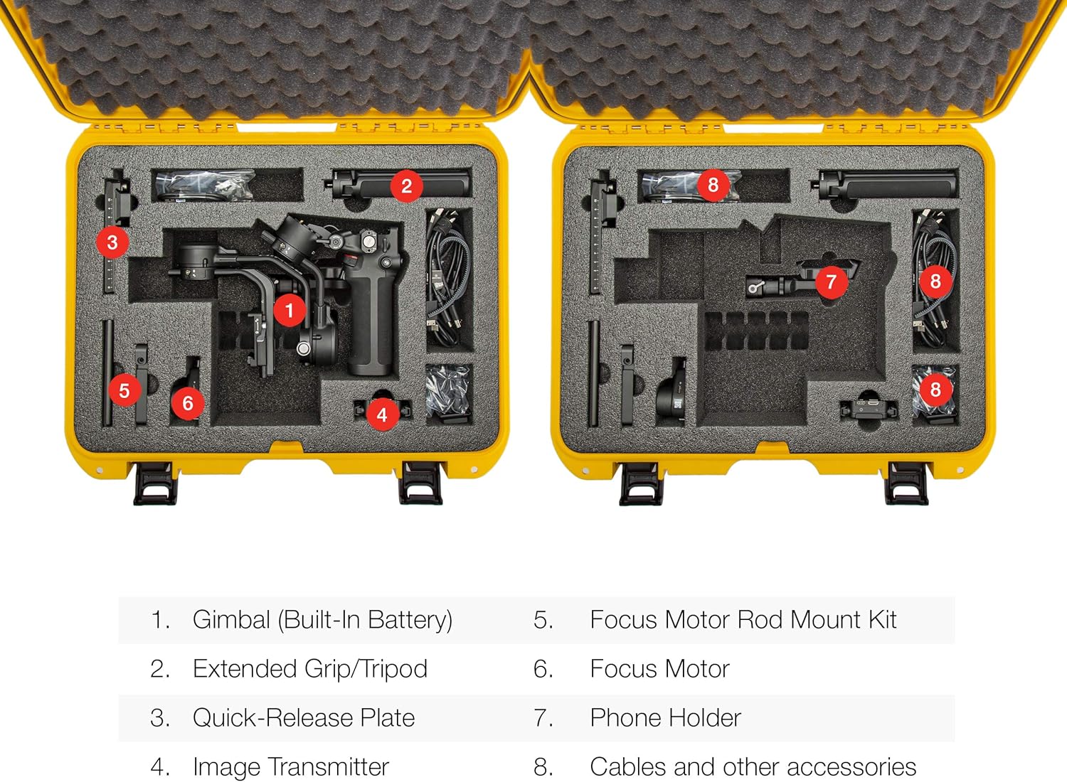 Nanuk Waterproof Hard Case with Foam Insert for DJI Ronin RS 2 and Pro Combo Version - Yellow (930-RONS24)-3