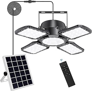 Aqonsie Solar Shed Light Outdoor Indoor, 176LED Solar Powered Motion Sensor Pendant Light Daytime Available, Solar Indoor Lights with 5 Lighting Modes & Remote for Shed Gazebo Barn Garage Home