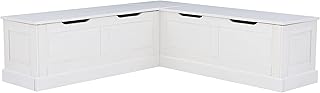 Linon Harris White Solid Pine Backless Nook with Interior Storage