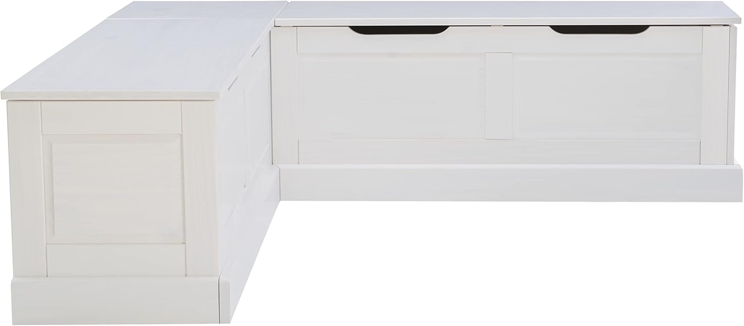 Linon Harris White Solid Pine Backless Nook with Interior Storage-16