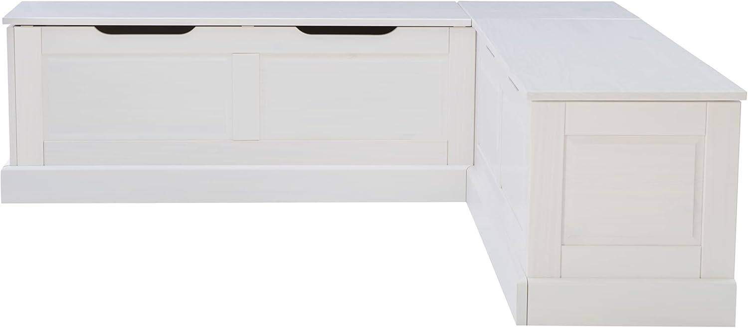 Linon Harris White Solid Pine Backless Nook with Interior Storage-17